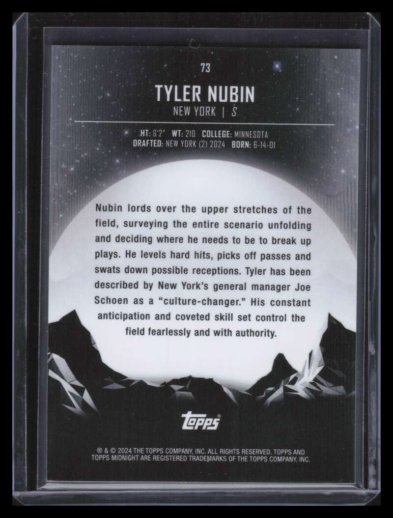 2024 Topps Midnight Midnight 73 Tyler Nubin Rookie 10/12
