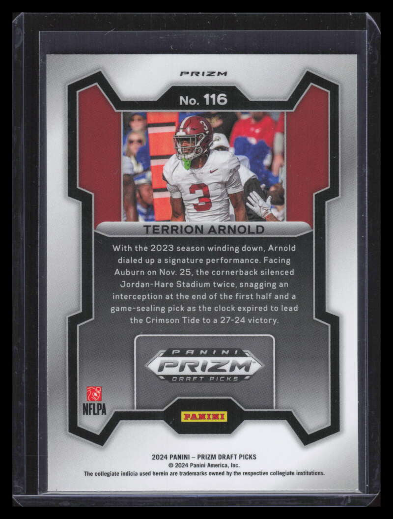 SOLD 166956 2024 Panini Prizm Draft Prizms Snakeskin Refractor 116 Terrion Arnold Rookie