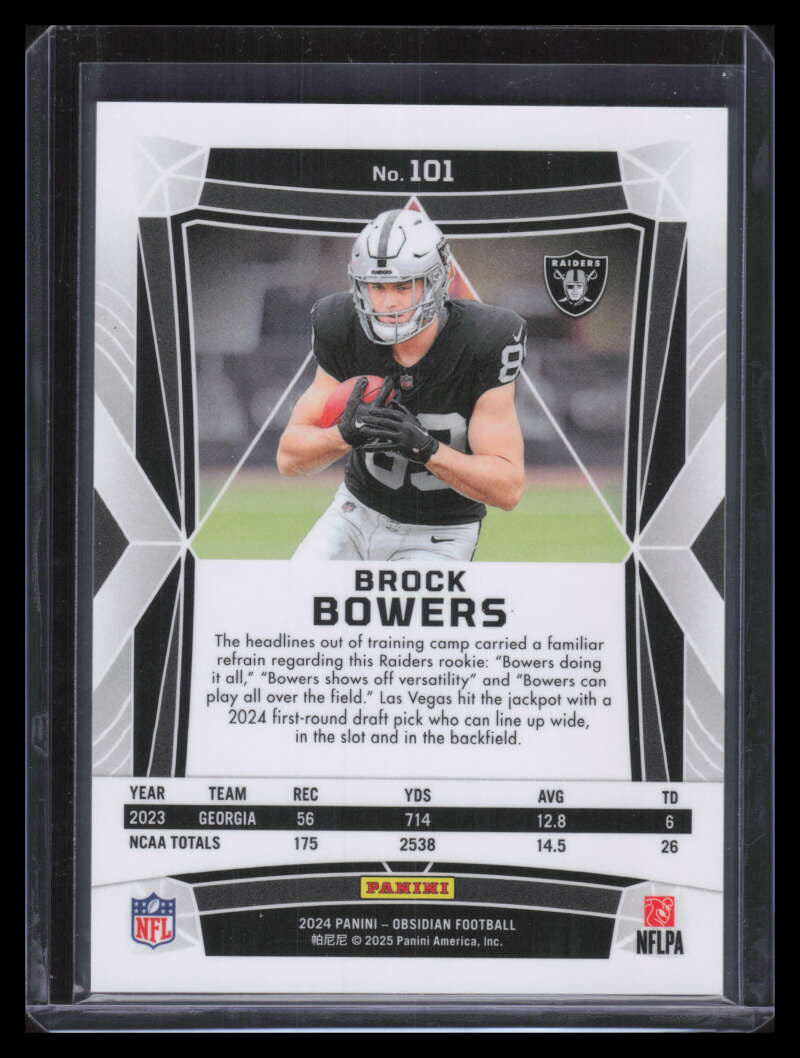 2024 Panini Obsidian 101 Brock Bowers Rookie