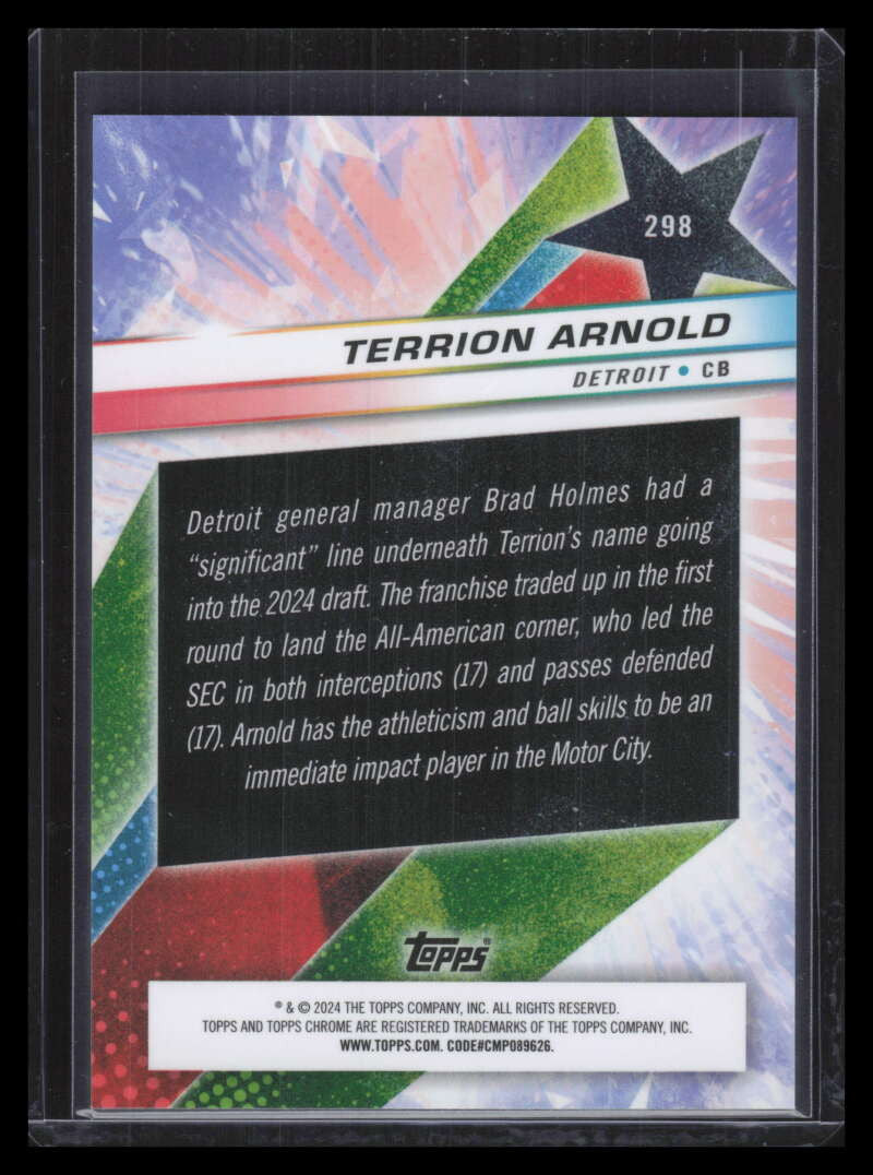 2024 Topps Cosmic Chrome Black Eclipse Refractor 298 Terrion Arnold STAR RC 9/10