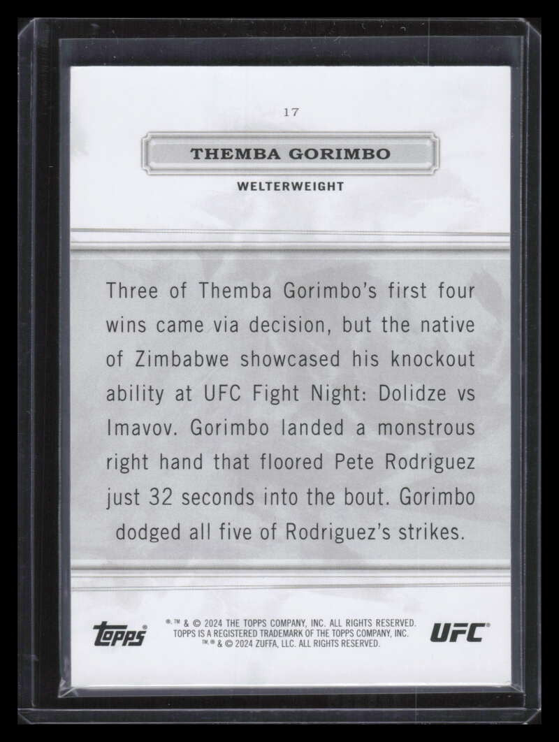2024 Topps Royalty UFC Purple 17 Themba Gorimbo Rookie 5/35