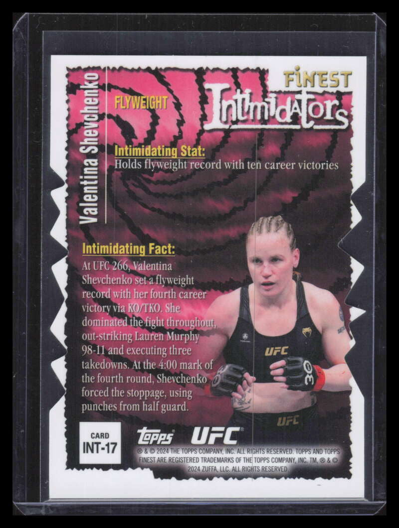 2024 Finest UFC Intimidators Die-Cut Refractor int17 Valentina Shevchenko 52/75