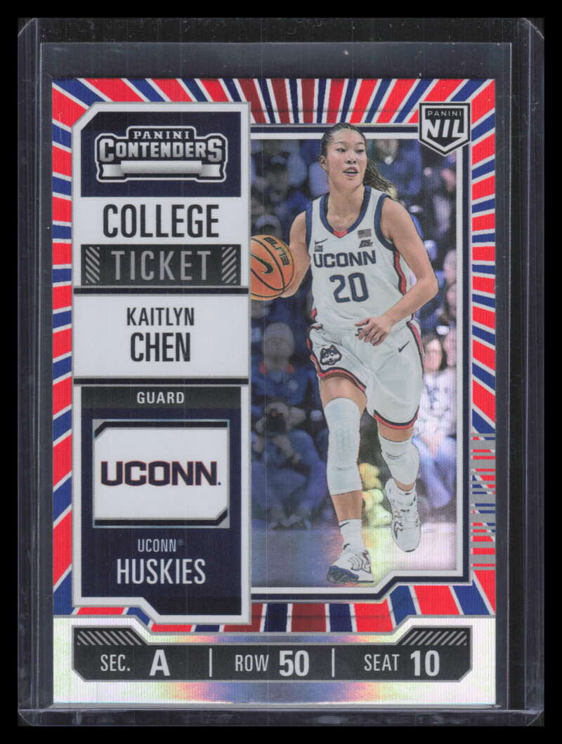 2024-25 UCONN Panini College Contenders Red White Blue 7 Kaitlyn Chen Rookie