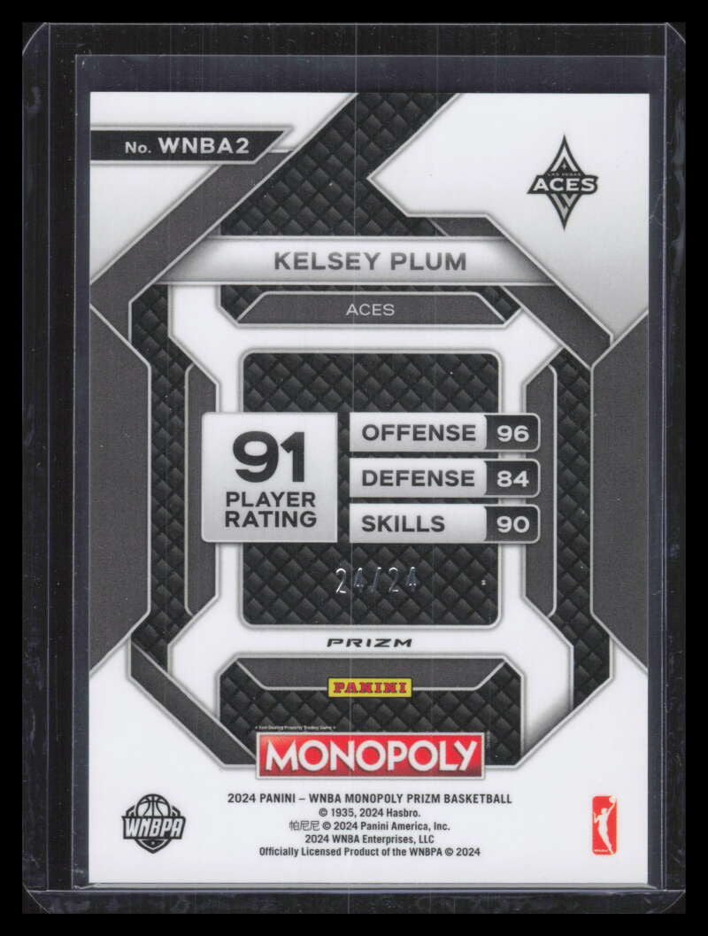 2024 Panini Prizm Monopoly WNBA Insert Green Refractor wnba2 Kelsey Plum 24/24