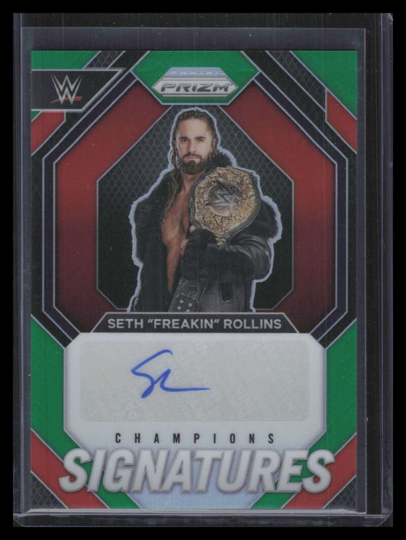 2024 Panini Prizm WWE Champion Signatures Prizms Green Seth Freakin Rollins Auto