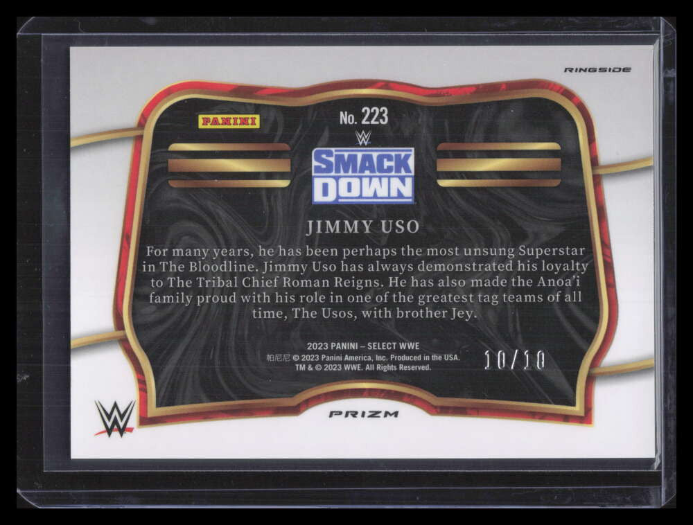 2023 Select WWE Prizms Gold Wave Refractor 223 Jimmy Uso 10/10 Ringside