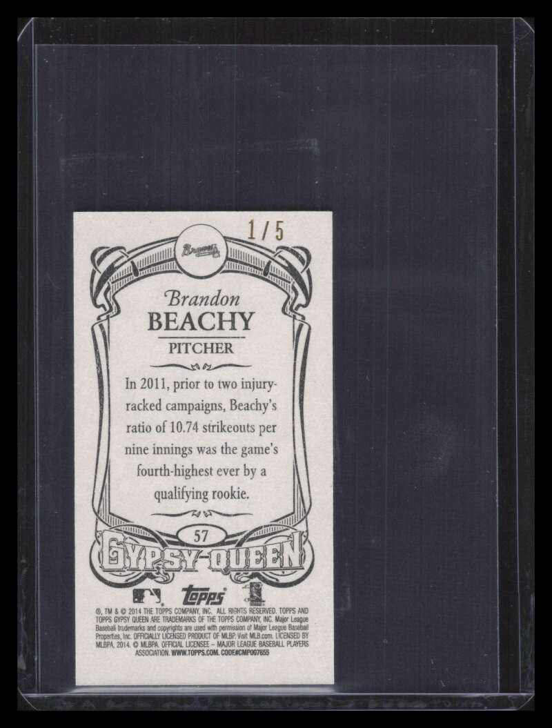 DELETE 167313 2014 Topps Gypsy Queen Mini Wood 57 Brandon Beachy 1/5