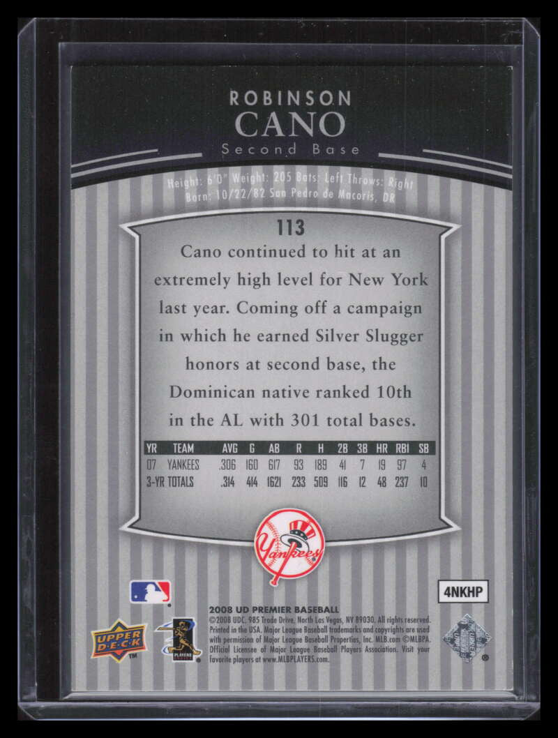 DELETE 168053 2008 Upper Deck Premier Silver 113 Robinson Cano 5/5