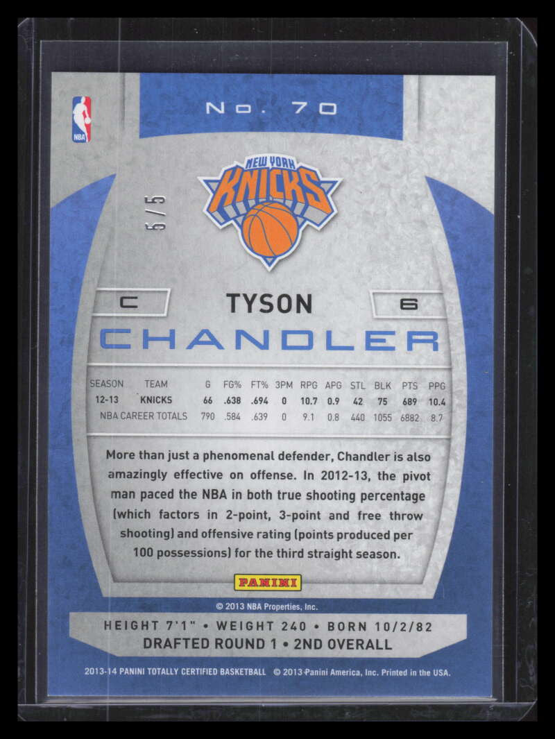 DELETE 168241 2013-14 Totally Certified Green 70 Tyson Chandler 5/5
