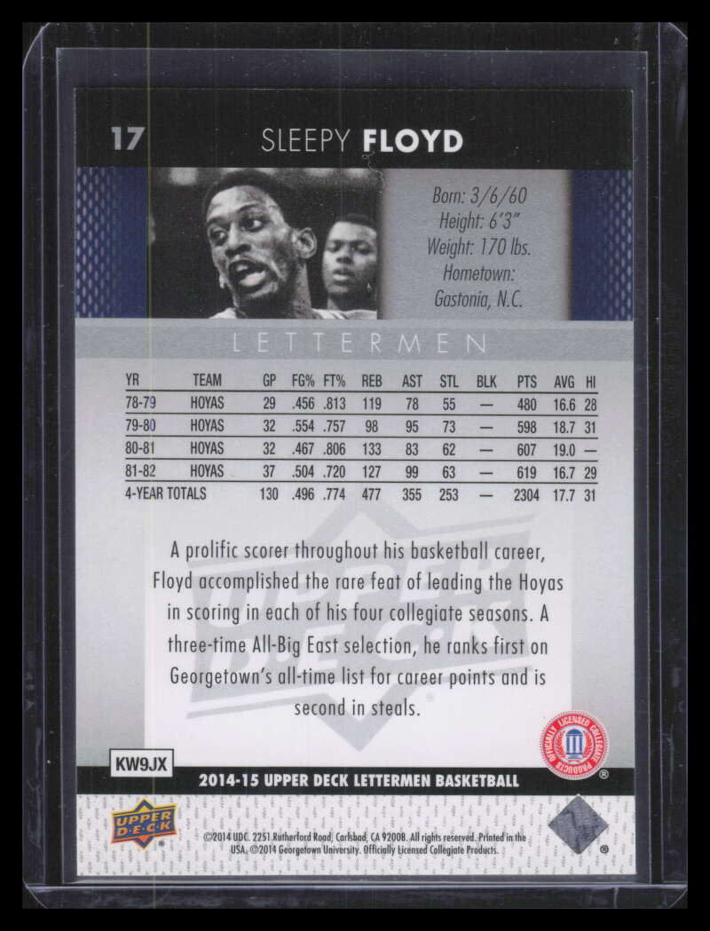 DELETE 168243 2014-15 Upper Deck Lettermen Gold 17 Sleepy Floyd 3/5