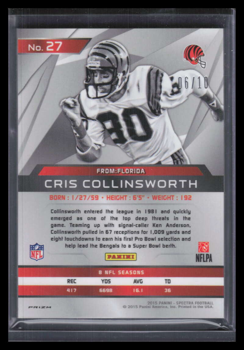 DELETE 168987 2015 Panini Spectra Neon Pink 27 Cris Collinsworth 6/10