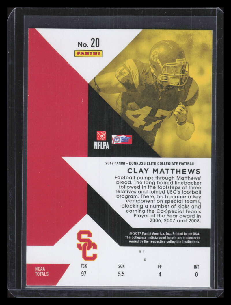 SOLD 179609 2017 Elite Draft Picks Aspirations Emerald 20 Clay Matthews 5/5