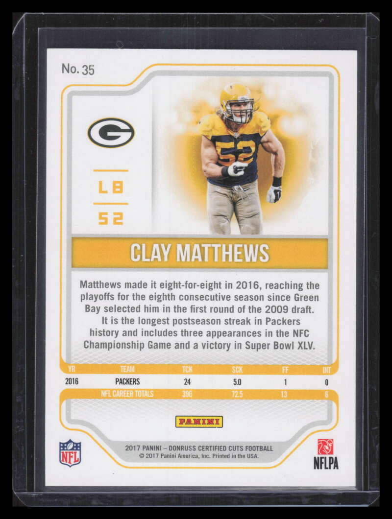 SOLD 179611 2017 Certified Cuts Gold 35 Clay Matthews 3/10