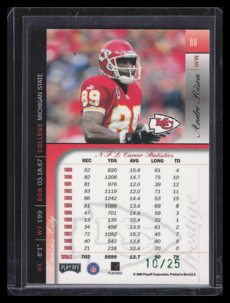 DELETE 169008 2000 Playoff Prestige Spectrum Green 88 Andre Rison 10/25