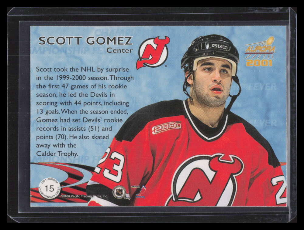 DELETE 169436 2000-01 Aurora Championship Fever Platinum Blue 15 Scott Gomez 15/92