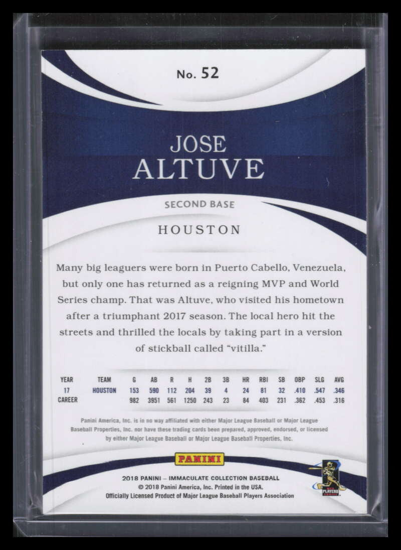 DELETE 170371 2018 Immaculate Collection Blue 52 Jose Altuve 9/10