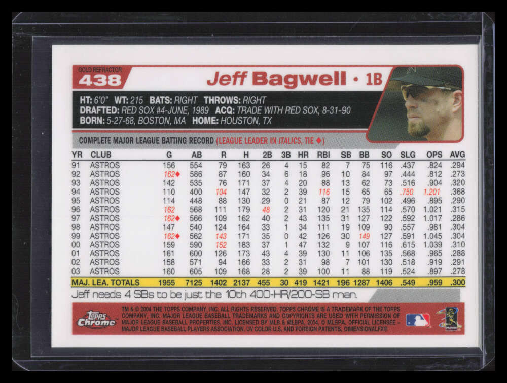 DELETE 170403 2004 Topps Chrome Gold Refractor 438 Jeff Bagwell