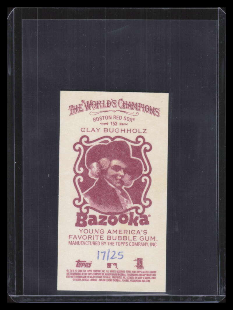 DELETE 170461 2008 Topps Allen and Ginter Mini Bazooka 153 Clay Buchholz Rookie 17/25