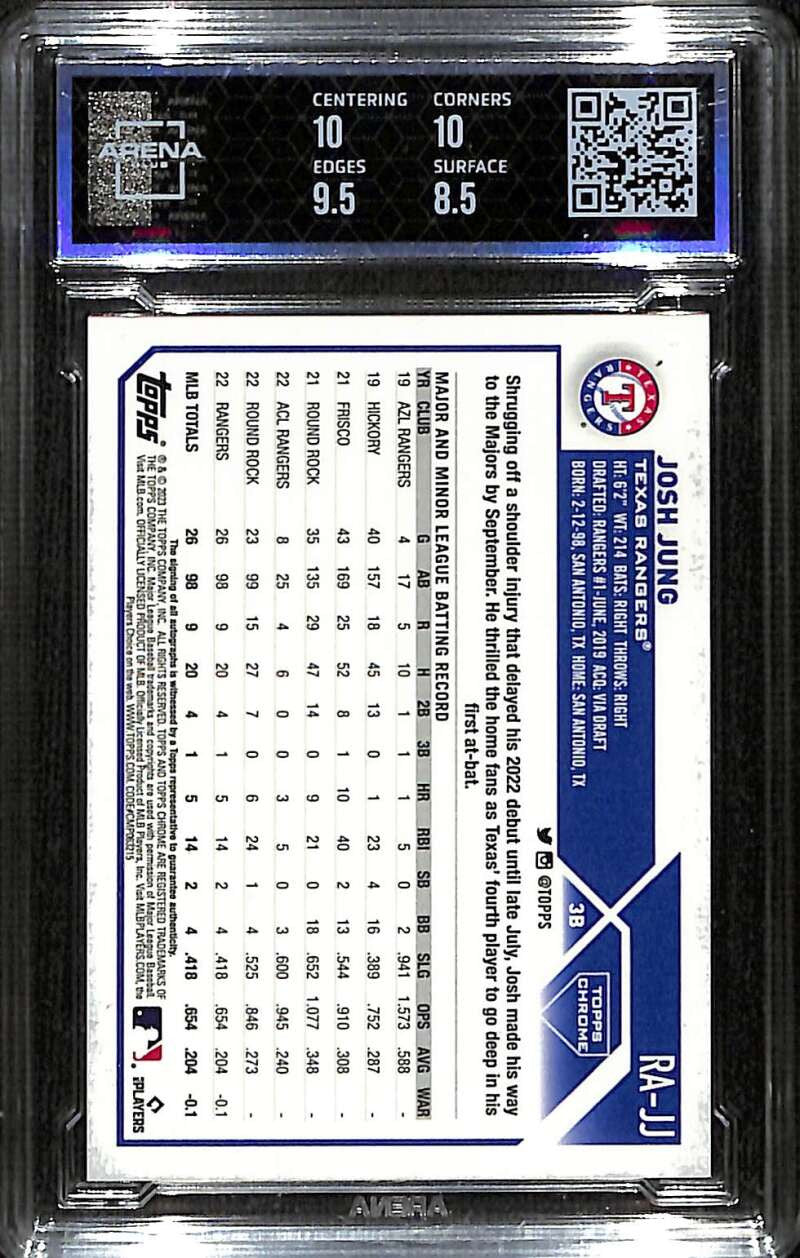 2023 Topps Chrome Autographs Purple Refractor Josh Jung RC Auto 215/250 ARENA 9