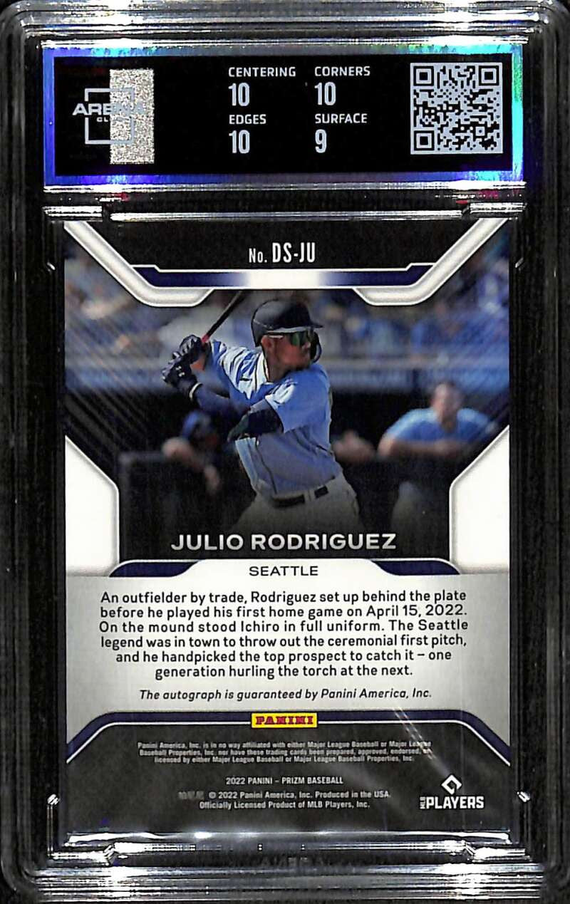 2022 Panini Prizm Debut Signatures 10 Julio Rodriguez Rookie Auto ARENA 9.5 10