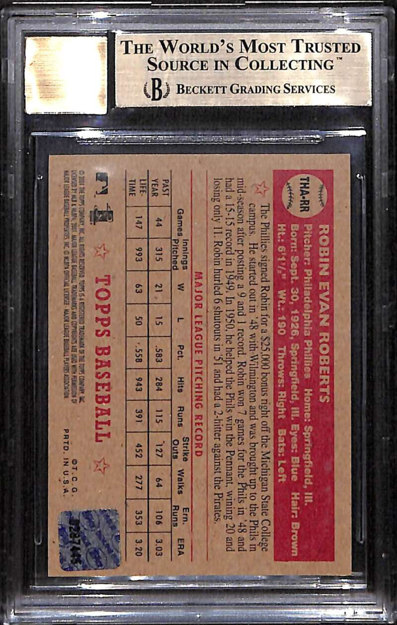 2001 Topps Heritage Autographs THHAR Robin Roberts Auto BGS 9.5 GEM MINT 10