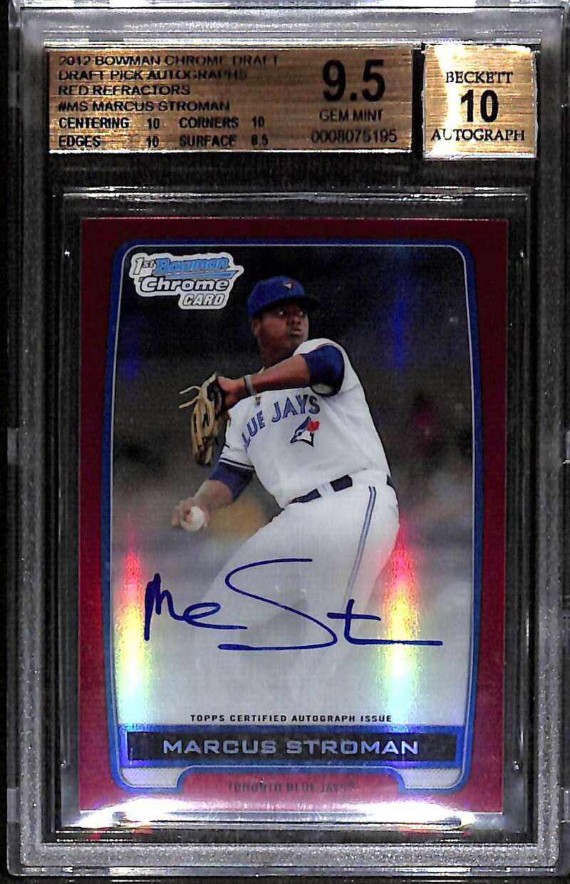 2012 Bowman Chrome Draft Red Refractor Marcus Stroman RC Auto 5/5 BGS 9.5 10