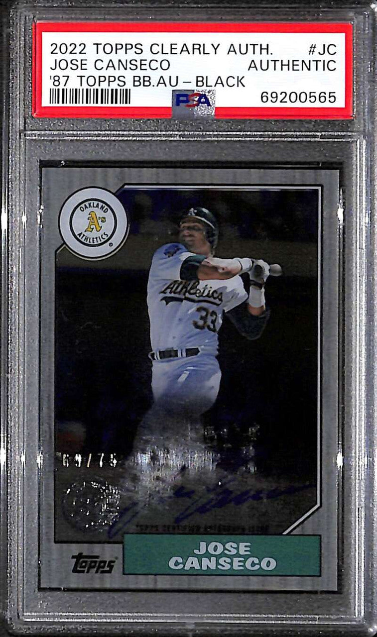 2022 Topps Clearly Authentic '87 Autographs Black Jose Canseco Auto 69/75 PSA