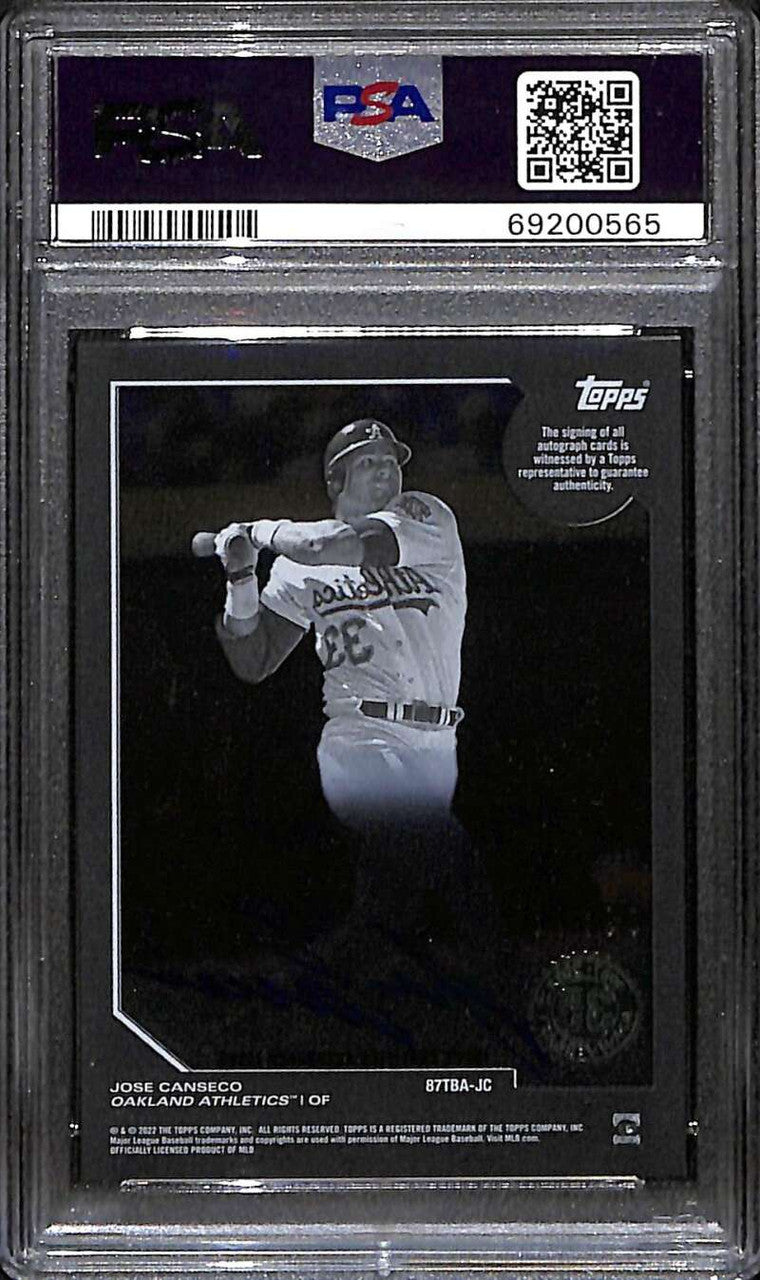 2022 Topps Clearly Authentic '87 Autographs Black Jose Canseco Auto 69/75 PSA