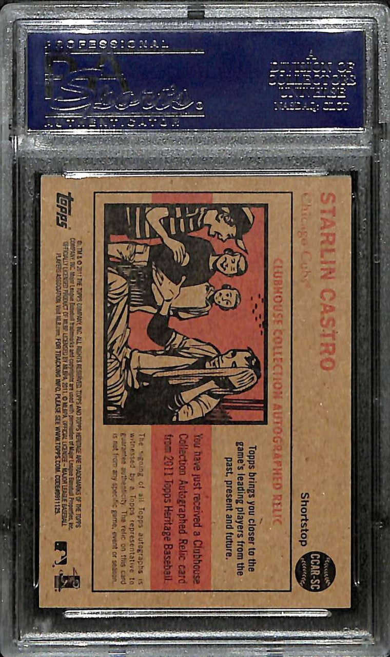 2011 Topps Heritage Clubhouse Collection Starlin Castro Jersey Auto 25/25 PSA 7