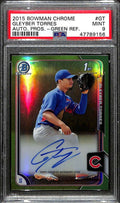 2015 Bowman Chrome Green Refractor Gleyber Torres Rookie Auto 82/99 PSA 9 MINT