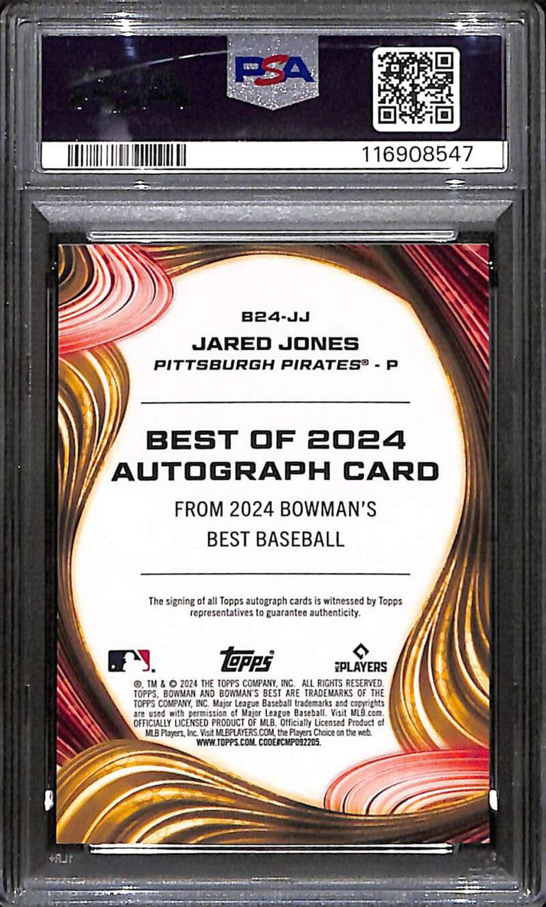 2024 Bowman's Best Autographs Black Refractor Jared Jones Rookie Auto /10 PSA 9