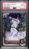 2022 Bowman Chrome Draft Sparkle Refractor Jace Jung Rookie Auto 58/71 PSA 10
