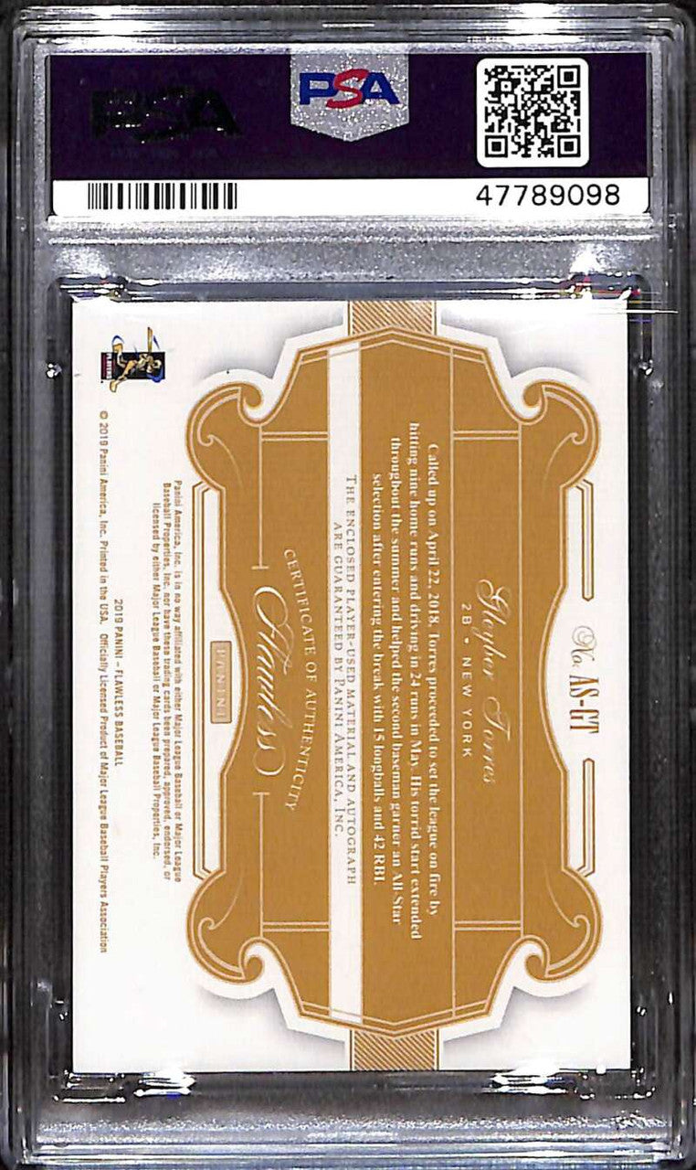 2019 Panini Flawless All-Star Autograph Gleyber Torres Logo Patch Auto 1/1 PSA 9