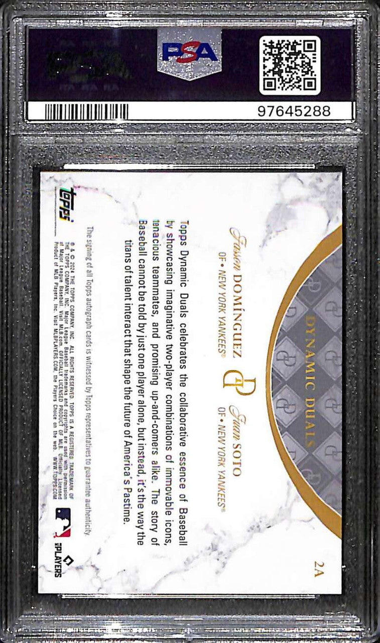 2024 Topps Dynamic Duals Autograph Juan Soto Jasson Dominguez RC Auto 3/5 PSA 9