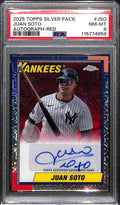 2025 Topps 90 Silver Pack Chrome Autograph Red Refractor Juan Soto Auto /5 PSA 8