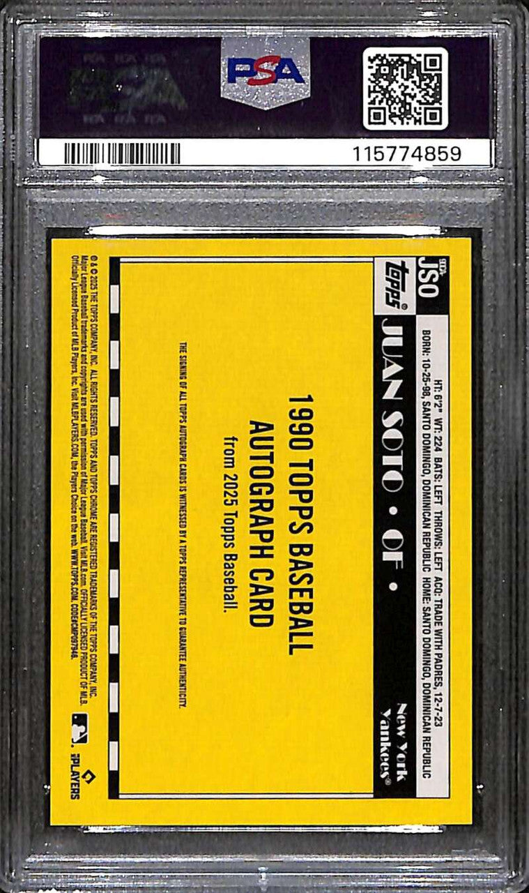 2025 Topps 90 Silver Pack Chrome Autograph Red Refractor Juan Soto Auto /5 PSA 8