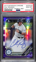 2019 Bowman Chrome Autographs Purple Refractor Cal Raleigh RC Auto /250 PSA 10