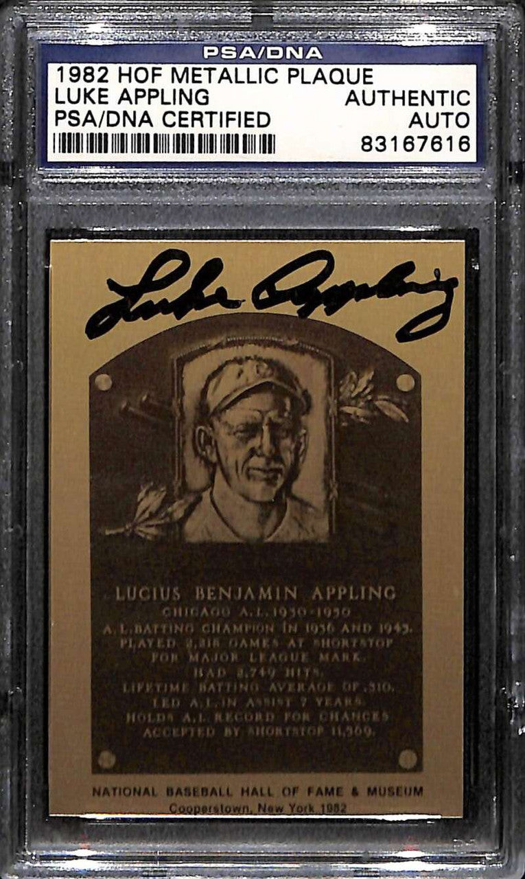 DELETE 171935 1982 Hall of Fame Plaque Metal Metallic HOF Luke Appling PSA/DNA Certified Auto