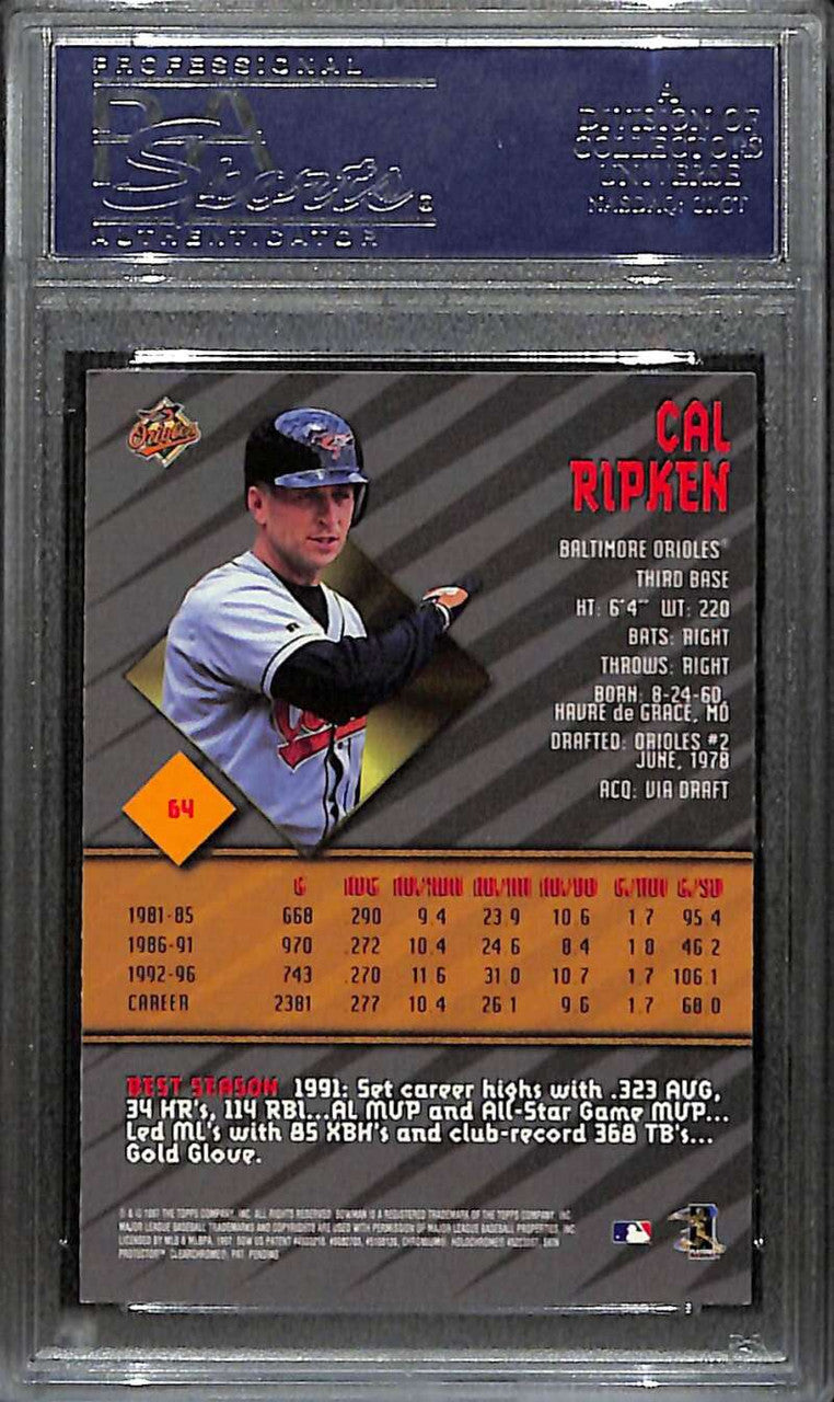 1997 Bowman's Best 64 Cal Ripken Jr. PSA/DNA Certified Authentic Auto