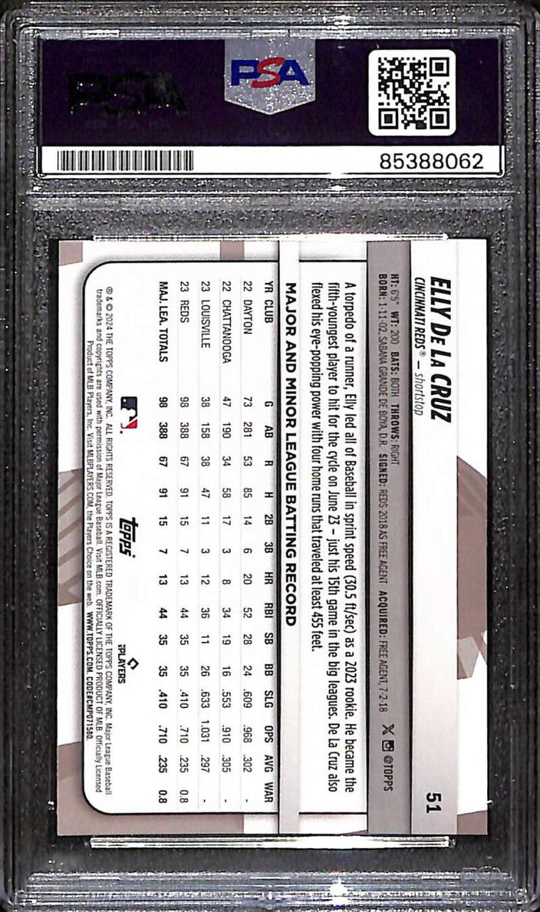2024 Topps Big League 51 Elly De La Cruz Rookie PSA/DNA Certified 10 Auto Grade
