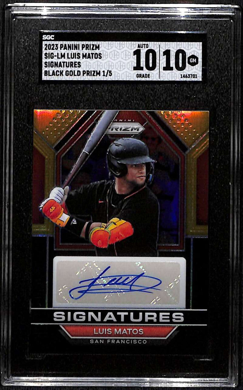 2023 Panini Prizm Signatures Black Gold Refractor Luis Matos RC Auto 1/5 SGC 10