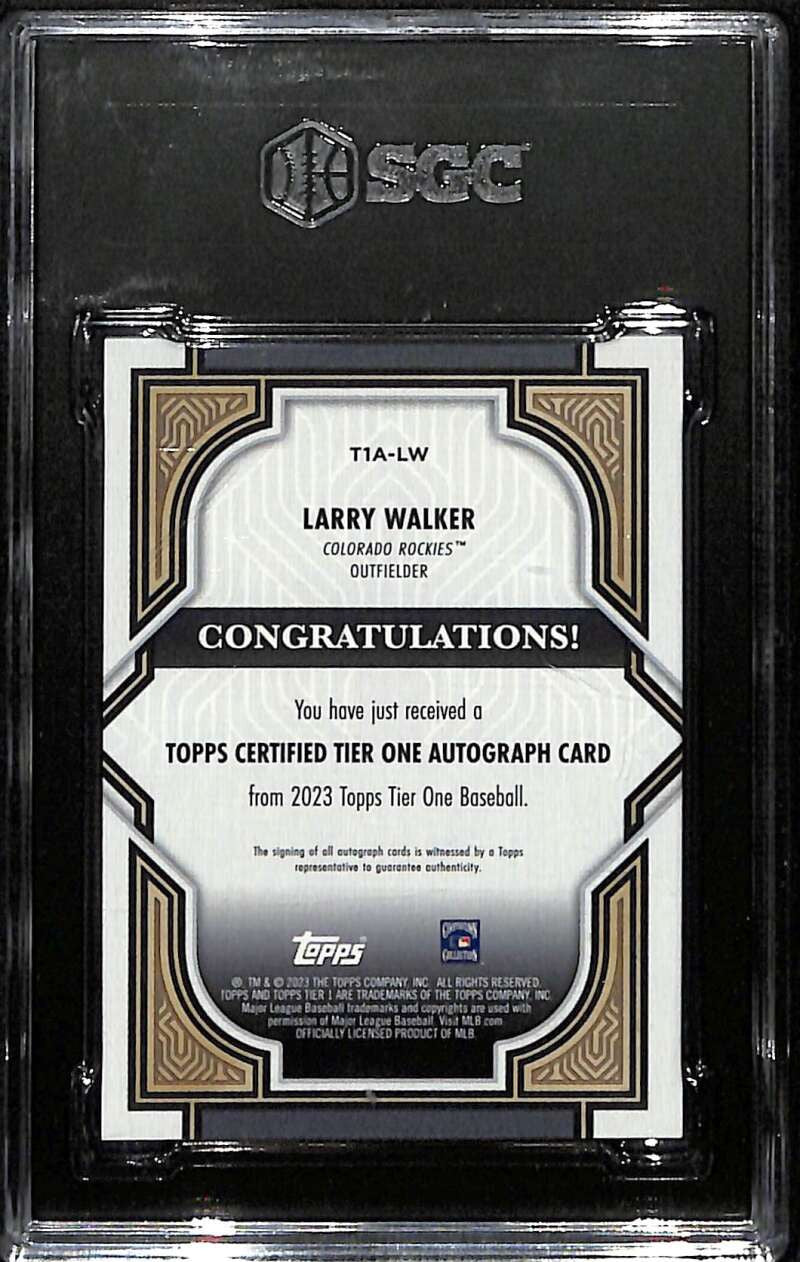 2023 Topps Tier One Autographs t1alw Larry Walker Auto 59/149 SGC 9.5 MT+