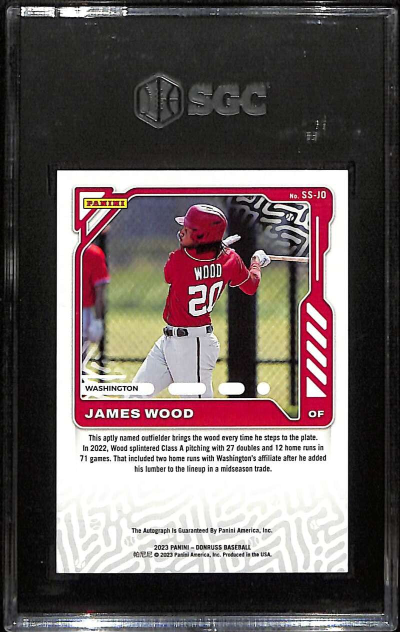 2023 Donruss Signature Series Blue 29 James Wood Rookie Auto 94/99 SGC 9.5 MT+
