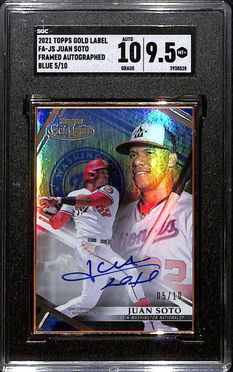 2021 Topps Gold Label Framed Autographs Blue FAJS Juan Soto Auto 5/10 SGC 9.5 10