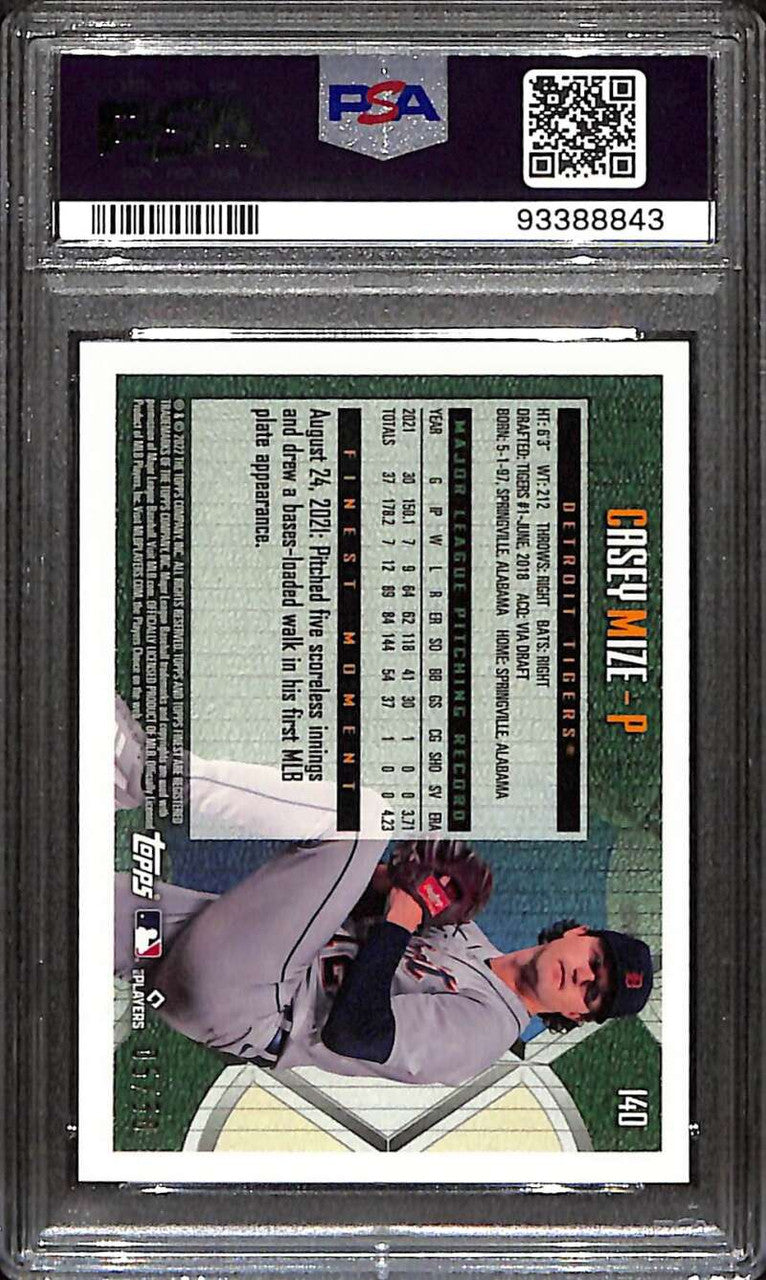 2022 Finest Flashbacks Gold Refractor 140 Casey Mize 5/50 PSA 9 MINT