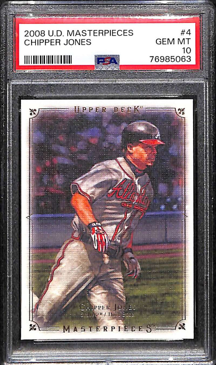 SOLD 171976 2008 UD Masterpieces 4 Chipper Jones PSA 10 GEM MT