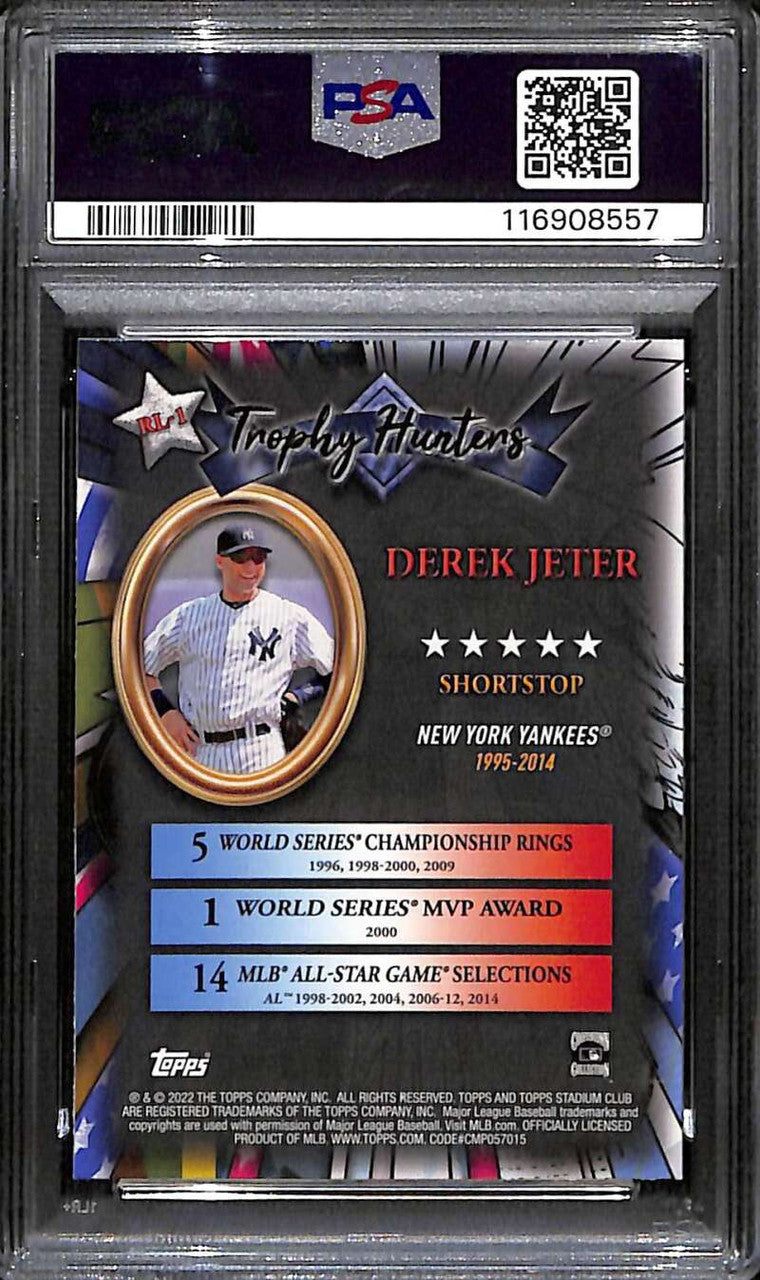 DELETE 171979 2022 Stadium Club Chrome Trophy Hunters rl1 Derek Jeter PSA 10 GEM MT