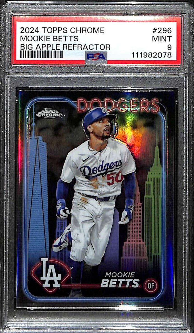 2024 Topps Chrome Fanatics Fest Big Apple Refractor 296 Mookie Betts PSA 9 MINT
