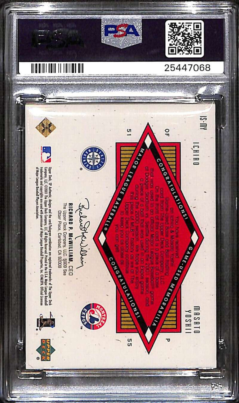 2001 SP Authentic Stars Japan Gold Yoshii Ichiro RC Dual Ball Base 9/25 PSA 8.5