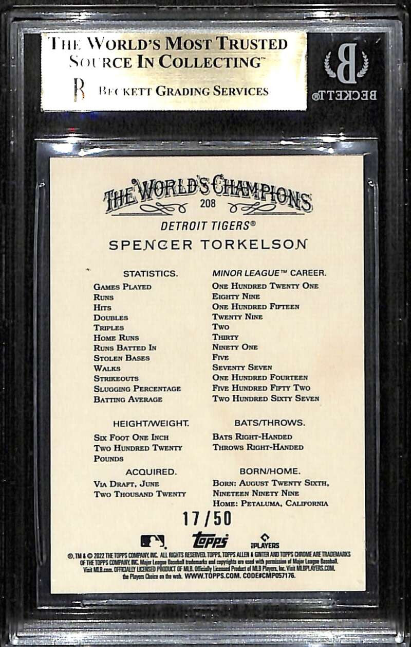 2022 Topps Allen Ginter Chrome Gold Refractor Spencer Torkelson RC 17/50 BGS 9.5